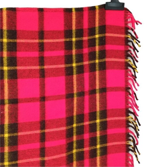 Vintage Faribo Catnapper Plaid Blanket 45" x 50" NWT New NOS Tartan Red Yellow - Picture 8 of 12